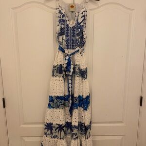 FARM Rio Blue and White Maxi Dress